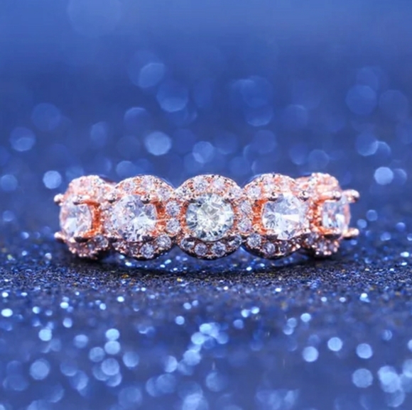 New Silver/Rose Gold Eternity Band Ring - Picture 3 of 6